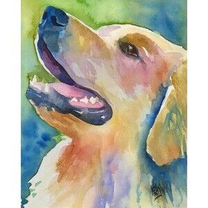 Golden Retriever Print of Original Fine Art Watercolor by Ron Krajewski